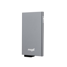 Mogdi Nano Mini Duo Premium Men's Wallet RFID Protection Card Case Business Wallet Finest A++ Genuine Leather Grey