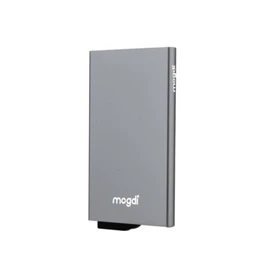 Mogdi Nano Mini Duo Premium Men's Wallet RFID Protection Card Case Business Wallet Finest A++ Genuine Leather Grey