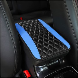 CGEAMDY Car Center Console Cushion Pad, Universal Leather Waterproof Armrest Seat Box Cover Protector,Comfortable Car Decor Accessories Fit for Most Cars, Vehicles, SUVs (Blue)