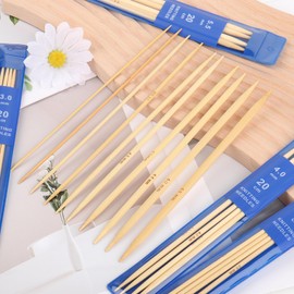 Coopay Pack of 5 Bamboo Needles 3.0 mm Knitting Needles Set, 20 cm Length Knitting Needles for Socks, Scarves, Hats, Pets, Pullove, Socks Knitting for Beginners, Sock Needles 3.0 mm