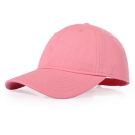 BAOPLAYKIDS Girls Baseball Hat Washed Low Profile Cotton Hat for Girls Adjustable Kids Plain Baseball Cap Age 8-15 Years Pink