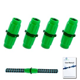 Anjonova 4 Sets Expandable Garden Hose Repair Kit with User Manual, Dual-Channel Hose Female Male Connectors Compatible with Pocket Hose, Fits Expandable Garden Hose 25 50 75 100 FT, Green
