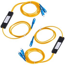 Duogalia SC/UPC Fiber Optical FBT Splitter 1x2(1 in 2 Out) Singlemode 1310/1550nm for Network Signal Distribution(2 Pack)