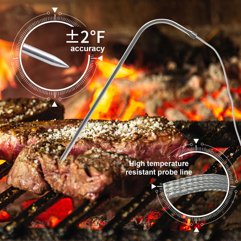 Digital Meat Thermometer Waterproof Stainless Steel Food Thermometer with BBQ