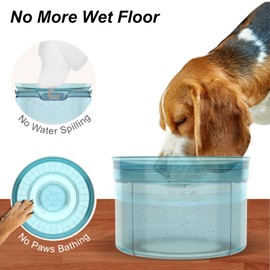 Feedoo 1Gallon Dog Water Bowl, 128oz No Spill Water Bowl for Dogs, Tritan BPA-Free Spill Proof Water Bowl with Non-Slip Mat, No Splash Slow Drinking Dog Water Bowl for Messy Drinker [Anti-Digging Lip]