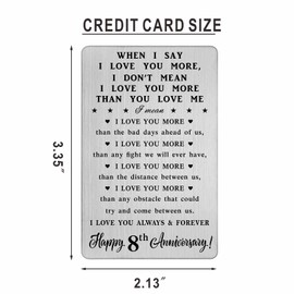 CPLJW 8 Year yr Anniversary Card Gifts for Him Her - 8th Wedding Anniversary Wallet Card Gifts for Men Women