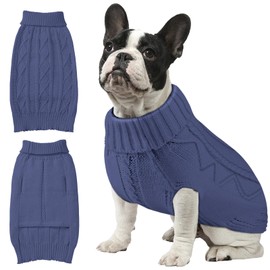 Dog Sweaters for Small Large Dogs Girl, Soft Warm Pup Dogs Shirt, Turtleneck Sweaters for Medium Large Dogs, Double Knitting Collar for Outdoor Playing, Warm Clothes (Gray Blue, M)
