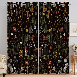 Moonslim Brown Gray Blackout Curtains, Grey Rustic Abstract Rustic Farmhouse Window Drapes, Thermal Insulated Darkening for Bedroom Living Room Decor 2 Panels 52x84 Inch