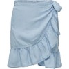 ONLY Women's Onlsofia Wrap Knee DNM Skirt, Light blue bleached
