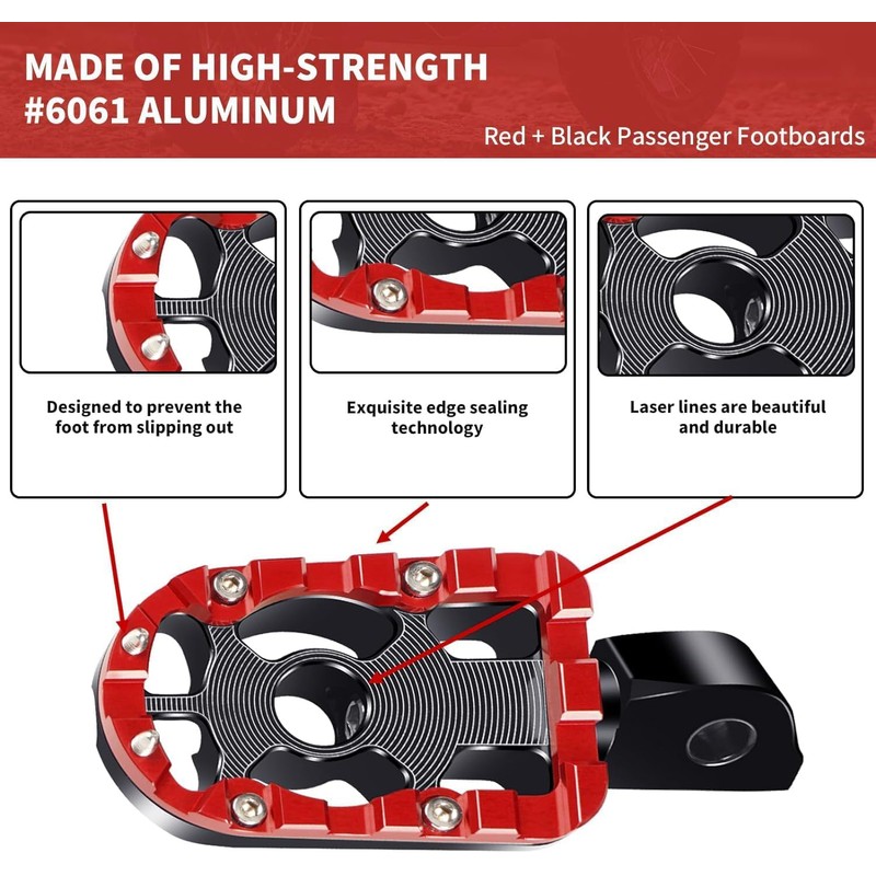 VPZMT Universal 10mm Highway Passenger Footpegs/Footrests Fit for Harley/Street Glide/Electra
