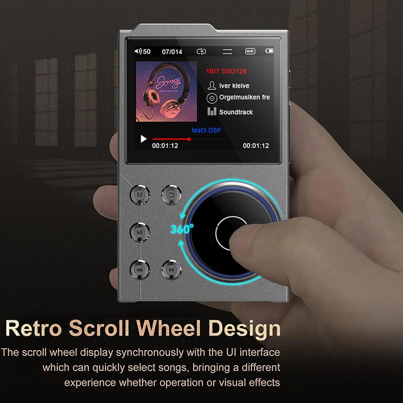 16GB HiFi MP3 Player with Bluetooth, 2.4 Inch Lossless DSD