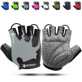 KONVINIT Cycling Gloves Fingerless Rubber Padded Women & Men Gym MTB Breathable Non-Slip Outdoor Sports Gloves by, grey, m