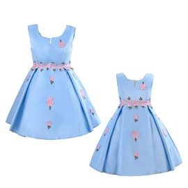 Cosplay Life Floral Dress - Matching Girls and Adult Sets for Weddings, Parties, Dress-Up Fashion (Floral Blue, 6YRS)