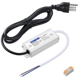 Karyoosi LED Driver 24 Watts Waterproof IP67, 12V DC Power Supply 2A,120V AC to 12V DC Converter, with 3-Prong Plug and 4.9 Feet Cable - Ideal Power Supply for LED Strips and Lights