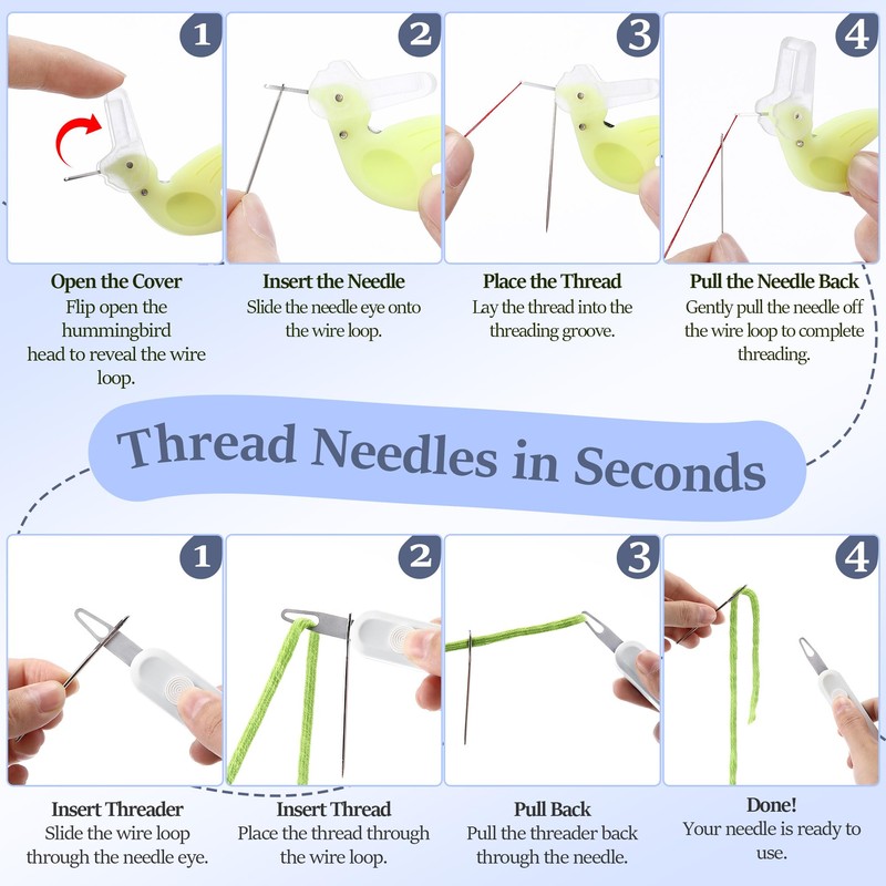 Dreyoo Needle Threader Set for Hand Sewing, 2 Large Automatic