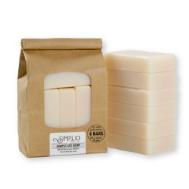 Simplici Simply Lye Natural Soap (smooth + for sensitive skin) 6 Bar Value Bag. Palm Free.