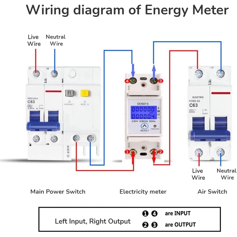 Jadeshay Power Meter Electricity Meter 1 Phase 5-80A 230V 50Hz