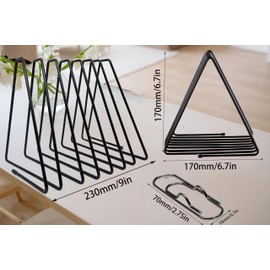 FEIQIAO Adjustable Telescopic Triangle Record Shelf Bookshelf, Wire Folder Organizer Sorter, Decorative Desktop Book Organizer Magazine Rack (Black, 7 Grids)