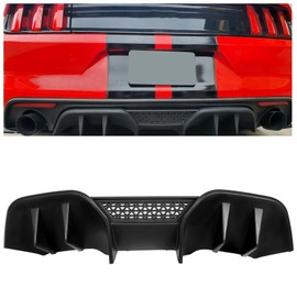 Kojem Rear Bumper Lip Diffuser Compatible with 2015 2016 2017 Ford Mustang RTV2 Style, Lower Valance Chin Wing Splitter Protector PP Black