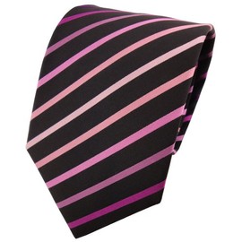 TigerTie Designer Tie in Patterned Stripes - Tie Width 8 cm, Purple Lilac Pink Magenta Black