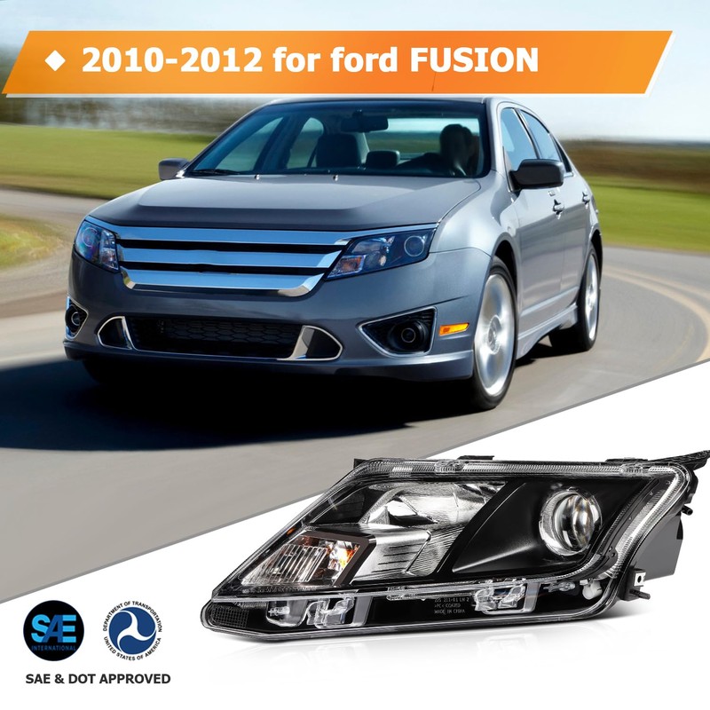 LBRST Headlight Assembly Fit 2010-2012 for Fusion Driver & Passenger