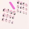 24Pcs Glossy Pink Press on Nails Square Medium Full Cover