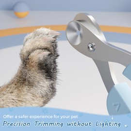 Tecfino Cat Nail Clipper, Cat Nail Trimmer with Positioning Round Hole, Sharp Non-Slip Handle Cat Claw Clipper, Safe Indoor Cat Nail Clipper, Pet Nail Clipper for Cats, Puppies and More Animals - Blue