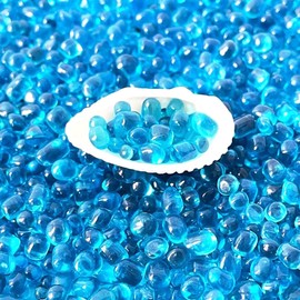 1 Lb (460 g) Lake-blue Sea Glass Stone Irregular Rainbow Glass Pebble Decorative Rock Quartz Tumbled Gemstone Chips for Aquarium Decoration/Vase Filler/Jewelry Making/Handwork Craft/Gems Display