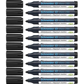 Schneider 290 Marker Pen Set 1-3 mm Black for Whiteboard and Flip-Chart Pack of 10