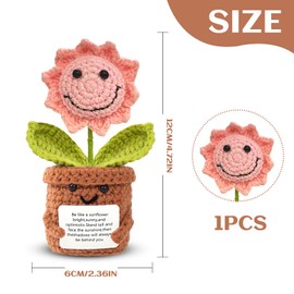 LUMOOM Pocket Hug Positive Sunflower, Lucky Sunflower, Positive Potato German Replacement, Get Well Gifts, Courage Gift, Creative Knitting Wool Sunflowers (Sunflower Pink)