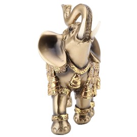 Elephant Statue, Lucky Feng Shui Golden Elephant Statue Sculpture Wealth Figurine Gift Home Decoration(L)