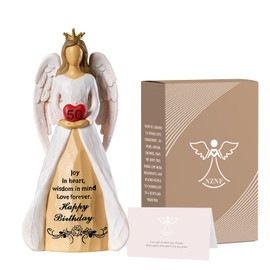 NAN ZAI NAN FANG 50th Birthday Gifts for Women Angel Gift for Mom Sister Wife Friend Besties Unusual 50 Years Old Gifts Iedas Female 7.5" Resin Sculpted Hand-Painted Figure Angel Statues