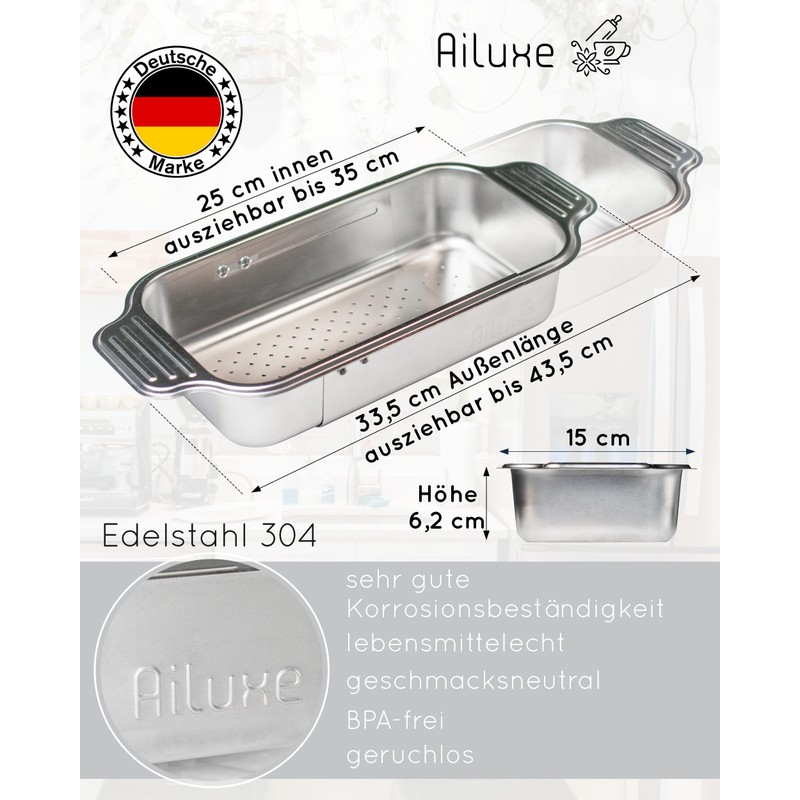 Stainless Steel Sink Strainer Extendible / Kitchen Organiser Variable /