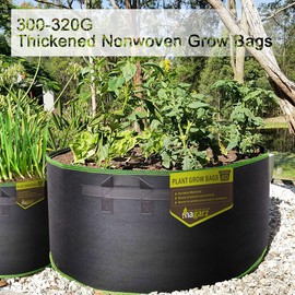 magarz 2-Pack 60 GallonFabric Flower Pots Garden Felt Grow Bags with Handle (Black)