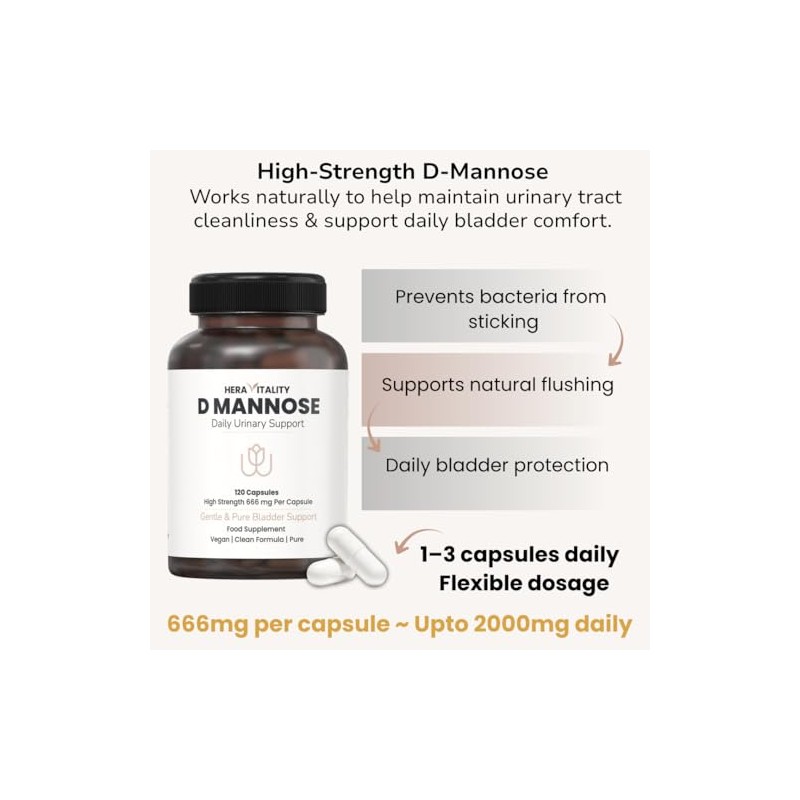 D Mannose Capsules 2000mg High Strength – UTI Support for