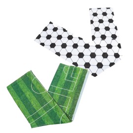 KOMBIUDA 2pcs Soccer Party Table Cloth Reusable Tablecloths for Football Fans Fun for Birthdays and Celebrations Includes Checkered and Grass Designs