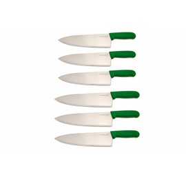 10" Columbia Cutlery Commercial Chef/Cook Knife - Green Fibrox Handle - Razor Sharp and Dishwasher Friendly (6 Pack - 10" Green Chef)