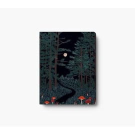 DENIK - Moonrise Forest - 9" x 7" Aesthetic Layflat Notebook - 144 Lined Pages - Durable Binding and Design - Water-Resistent Soft Touch Cover - Made With Recycled Paper