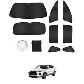 8PCS Window Shades for Chevrole Blazer(2019-2025) Accessories – Full Coverage Sun Shade for Side Windows, Rear Triangular & Windshield – UV Protection & Privacy for Camping, Napping, Relaxing