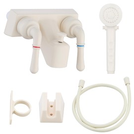 RV Shower Faucet with Hose and shower Head,Camper Shower Faucet Replacement,Rv Tub Faucet With Shower Diverter,Handheld Camper Shower Head and Hose,Rv Outdoor Shower Kit (Faucet Kit, Milky White)