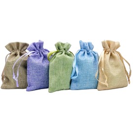 MIAO JIN 25PCS 4"x6" Burlap Bag With Satin Drawstring -Gift Bag For Wedding Party and DIY Craft (Mixed color)
