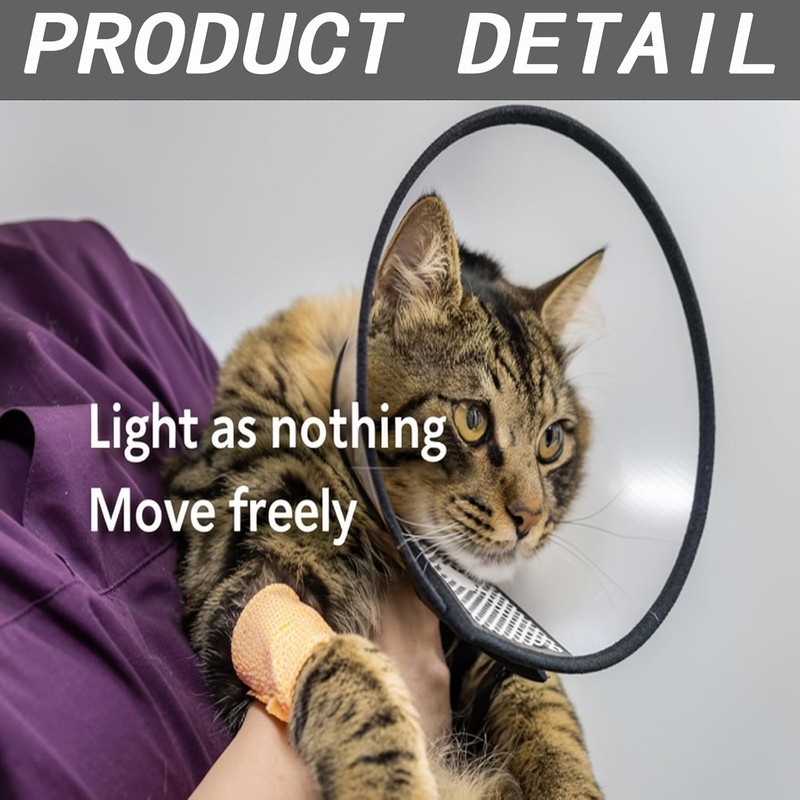 Cat Cone, Pet Elizabethan Collar Adjustable Lightweight Anti Lick Bite
