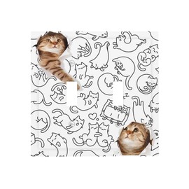 Funny Cute Cat 2 Set Double Switch Light Switch Cover Electric Wall Plate Electrical Panel Decorative Double Device Switch Plate