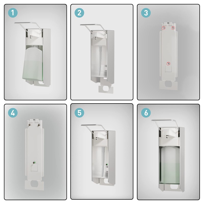ITAX-WORLD Eurospender 500 ml, Wall Mounted Soap Dispenser with Elbow