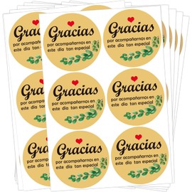 Etiquetas adhesivas de agradecimiento en espaol "Gracias Por Acompaarnos", de 5 cm, para favores de boda, despedida de soltera, baby shower en espaol (120 piezas)