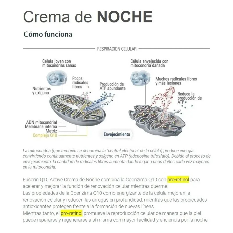 Eucerin Facial Crema Nocturna Antiarrugas Q10 + Pro-retinol