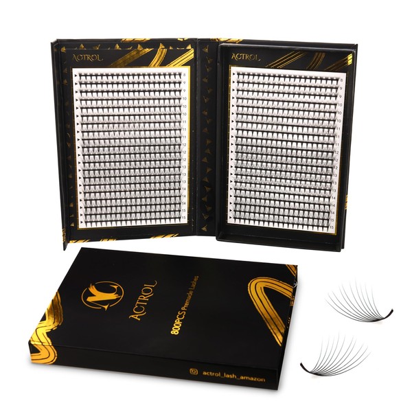 ACTROL Pre Made Fan Eyelash Extensions 10D 0.07 mm D