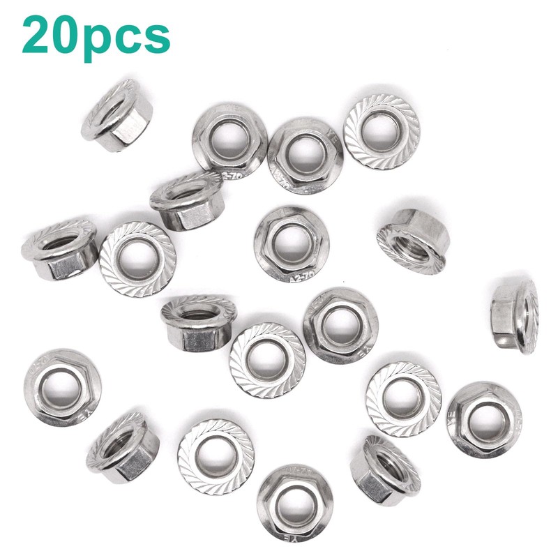 M10 x 1.25mm Flange Nut, 304 Stainless Steel Serrated Flange