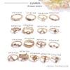 TWINKLEDE Boho Stackable Rings 17Pcs Rhinestone Finger Rings Gold Crystal