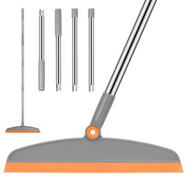 nacena Multifunction Magic Broom, 54 Inch Adjustable Long Handle Silicone Floor Squeegee Broom, Sweep and Scrape 2 In 1 Household Cleaning Broom for Floor, Bathrooms, Kitchens, Showers, Tile, Pet Hair, Glass